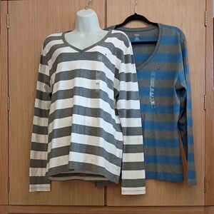 +SZ NWOT A Bundle Of Tommy Hilfiger SZ XXL LS Striped Tees